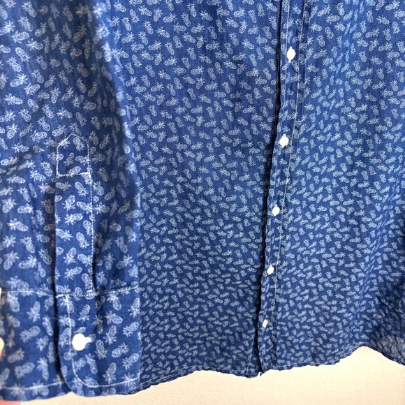 Frank & Eileen Murphy Blue White Pineapple Linen Shirt Dress Women’s Small - Picture 3 of 10